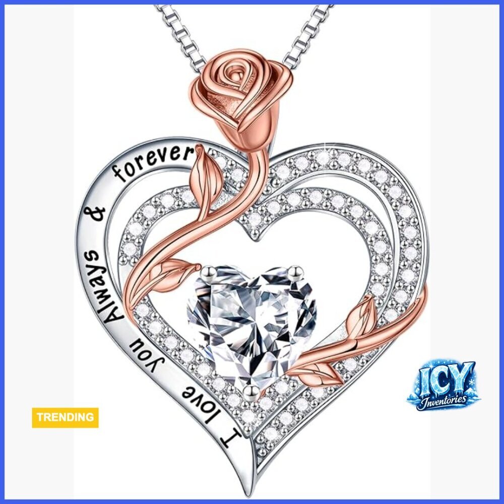 925 Sterling Silver Heart Moissanite Necklace, 1 ct Lab Created